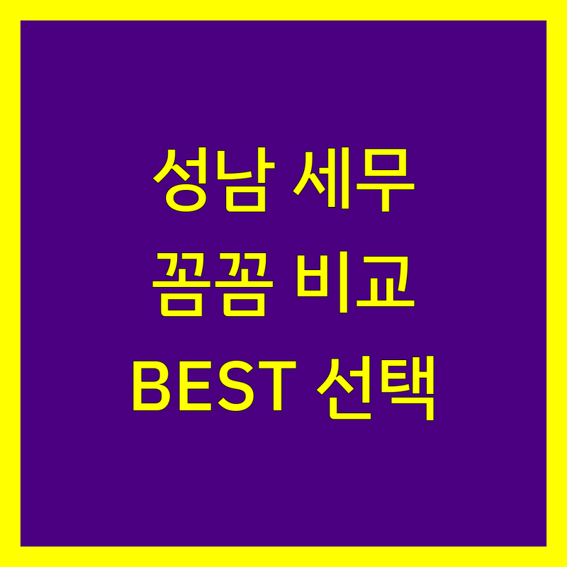 성남시 세무대리 꼼꼼 비교 | 전문가 추천 BEST 선택