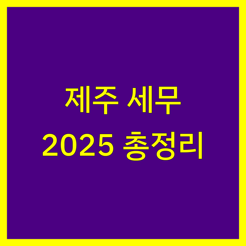 제주 세무회계 한눈에 비교 | 2025년 최신 정보 총정리