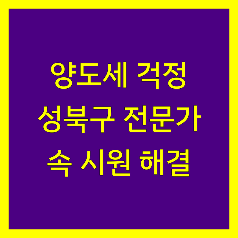 양도소득세, 이제 걱정 끝! 성북구 세무 전문가가 도와드립니다.