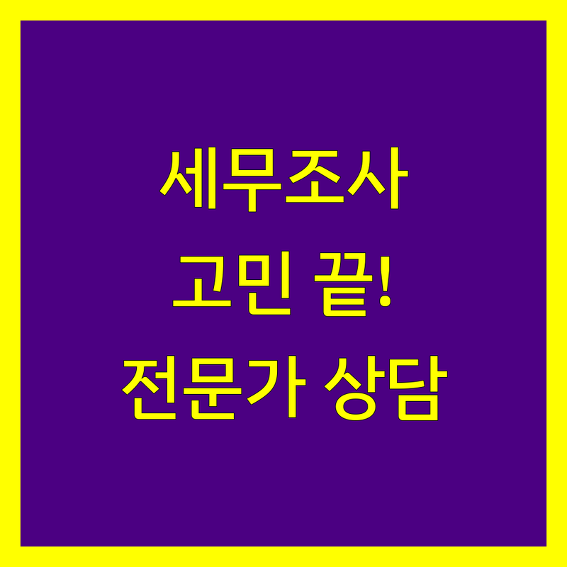 서울 세무조사, 더 이상 고민하지 마세요!