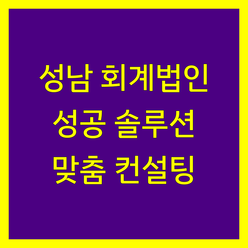 성남시 회계법인, 사업 성공을 위한 맞춤 솔루션