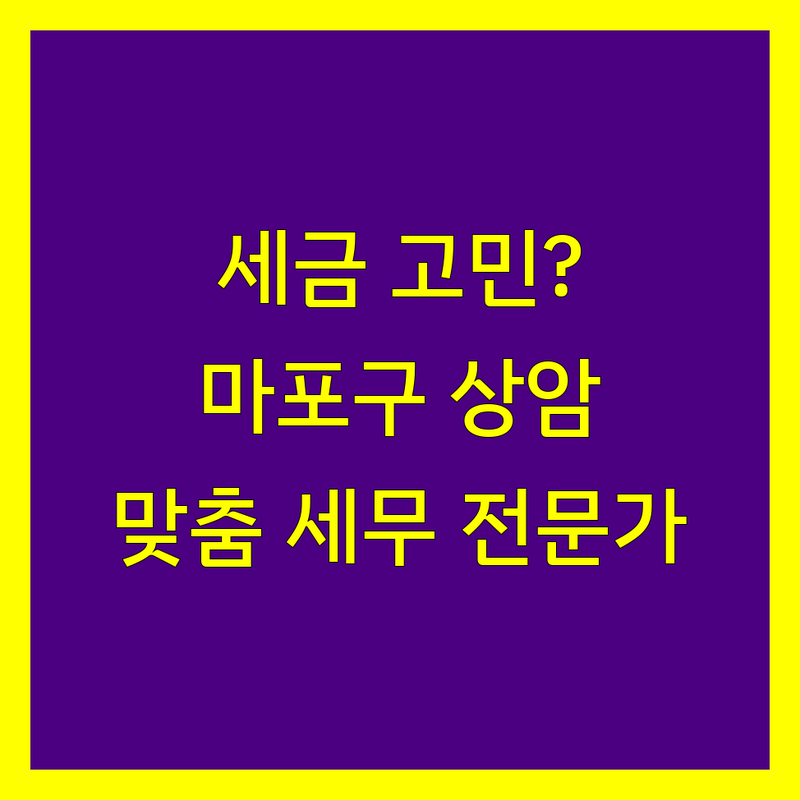 세금 고민 해결! 서울 마포구 상암동 세무회계 전문가 | 맞춤형 서비스 가이드