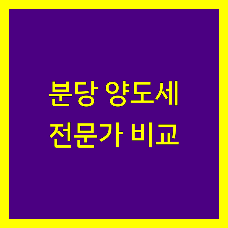 분당구 양도소득세 전문가 비교 | 가격부터 서비스까지 완벽 분석