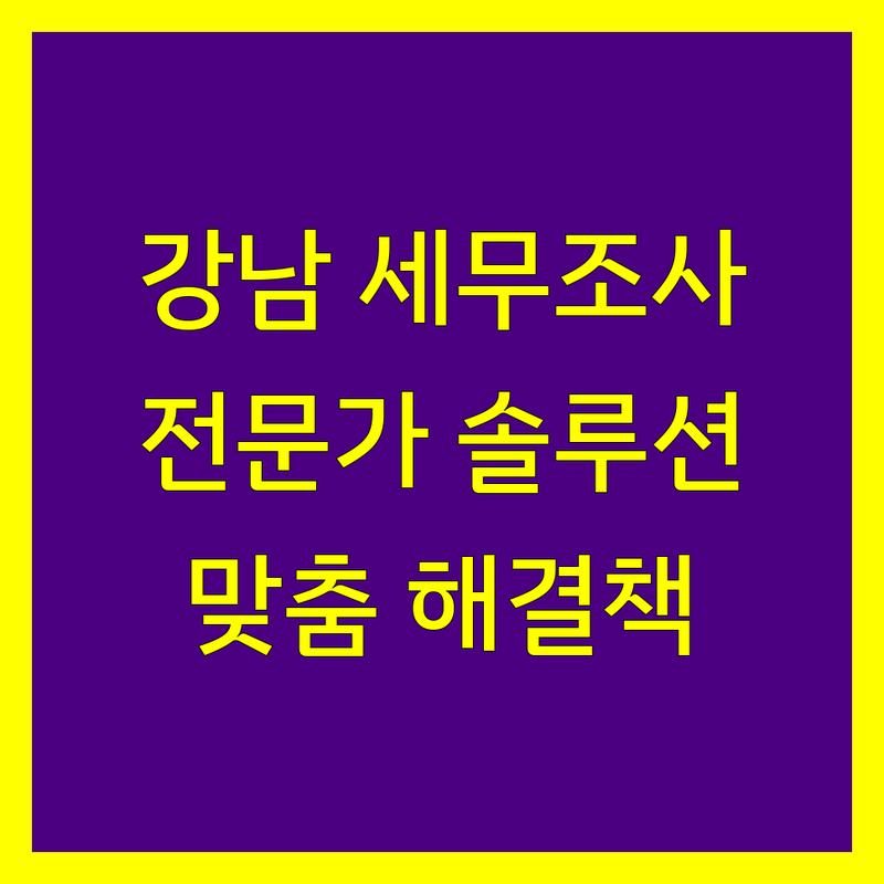 강남 세무조사, 전문가의 맞춤 솔루션