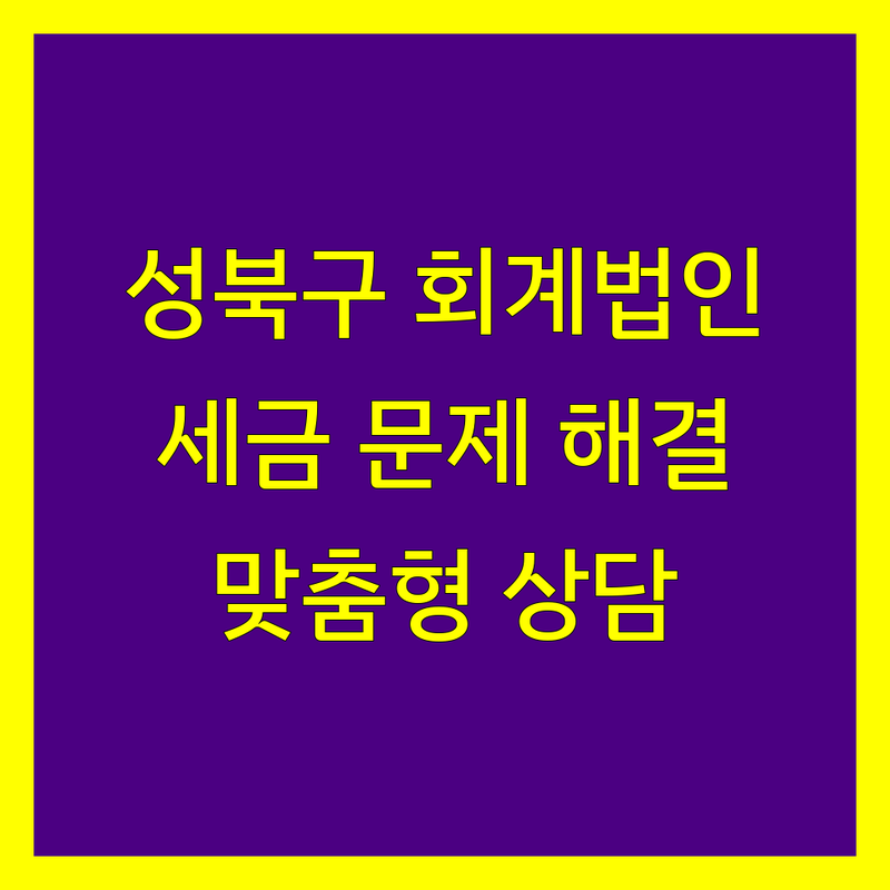 성북구 회계법인 찾고 계신가요? 세금 문제 해결 전문가 | 맞춤형 상담 제공