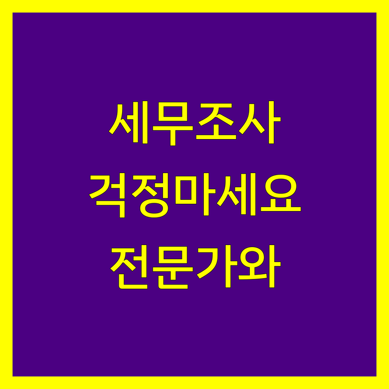 세무조사, 걱정하지 마세요! 전문가가 함께합니다.