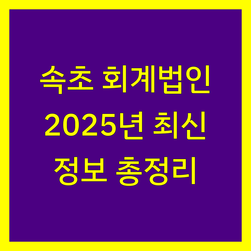 속초시 회계법인 찾는다면 | 2025년 최신 정보 총정리