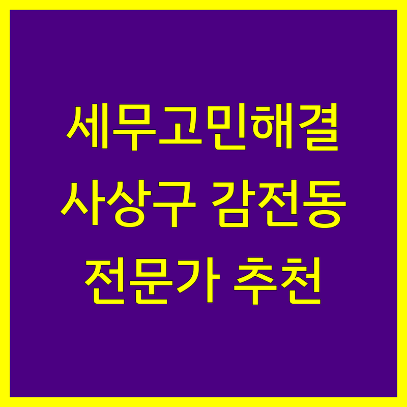 세무 고민 해결! 부산 사상구 감전동 세무상담 전문가 추천 | 맞춤형 서비스 가이드
