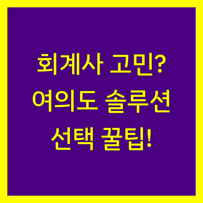 공인회계사 고민 해결! 서울 영등포구 여의도동 공인회계사 솔루션 | 전문가가 알려주는 선택 팁