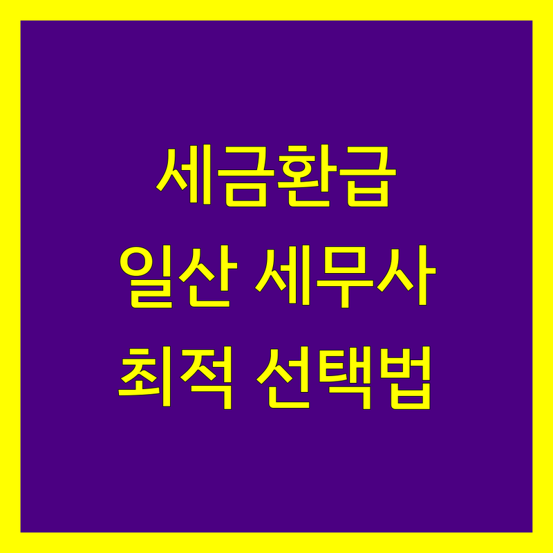 세금환급 걱정 없는 일산 세무사 가이드 | 상황별 최적의 선택법